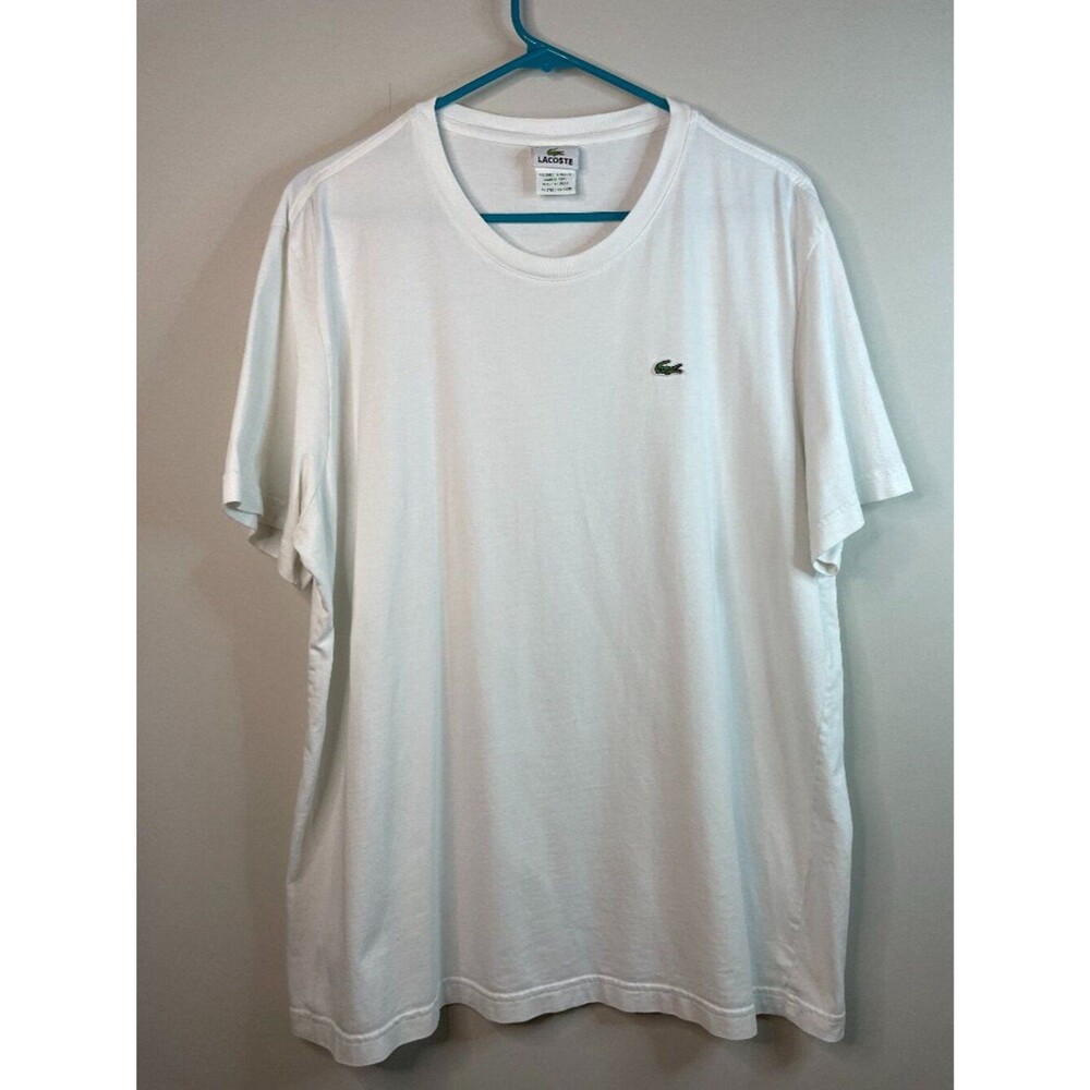 Lacoste Men's Crew Neck Pima Cotton Crocodile White Shirt Lacoste SIze 7 (XL)